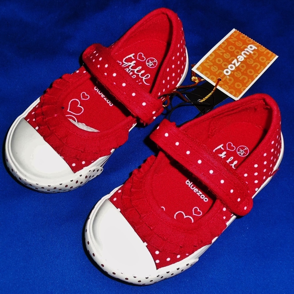 Girls Red White Polka Dot Ruffle Maryjanes Sneaker